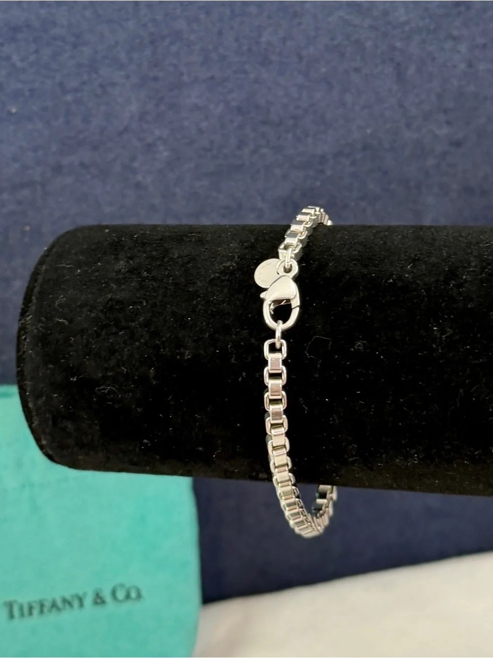 TIFFANY & CO. Sterling Silver Venetian Box Chain Bracelet 15.6g; 7.5” w/ COA